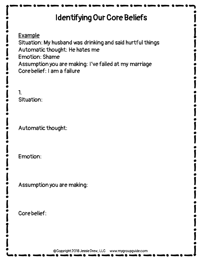 My Group Guide- Group Activity on Core Beliefs & Cognitive Distortions
